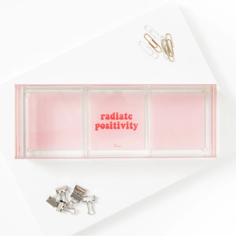 NIB ‘Radiate Positivity’ desk tray by XO, Sienna